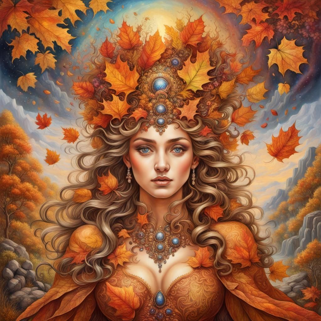 Autumn Goddess in Surrealist Style