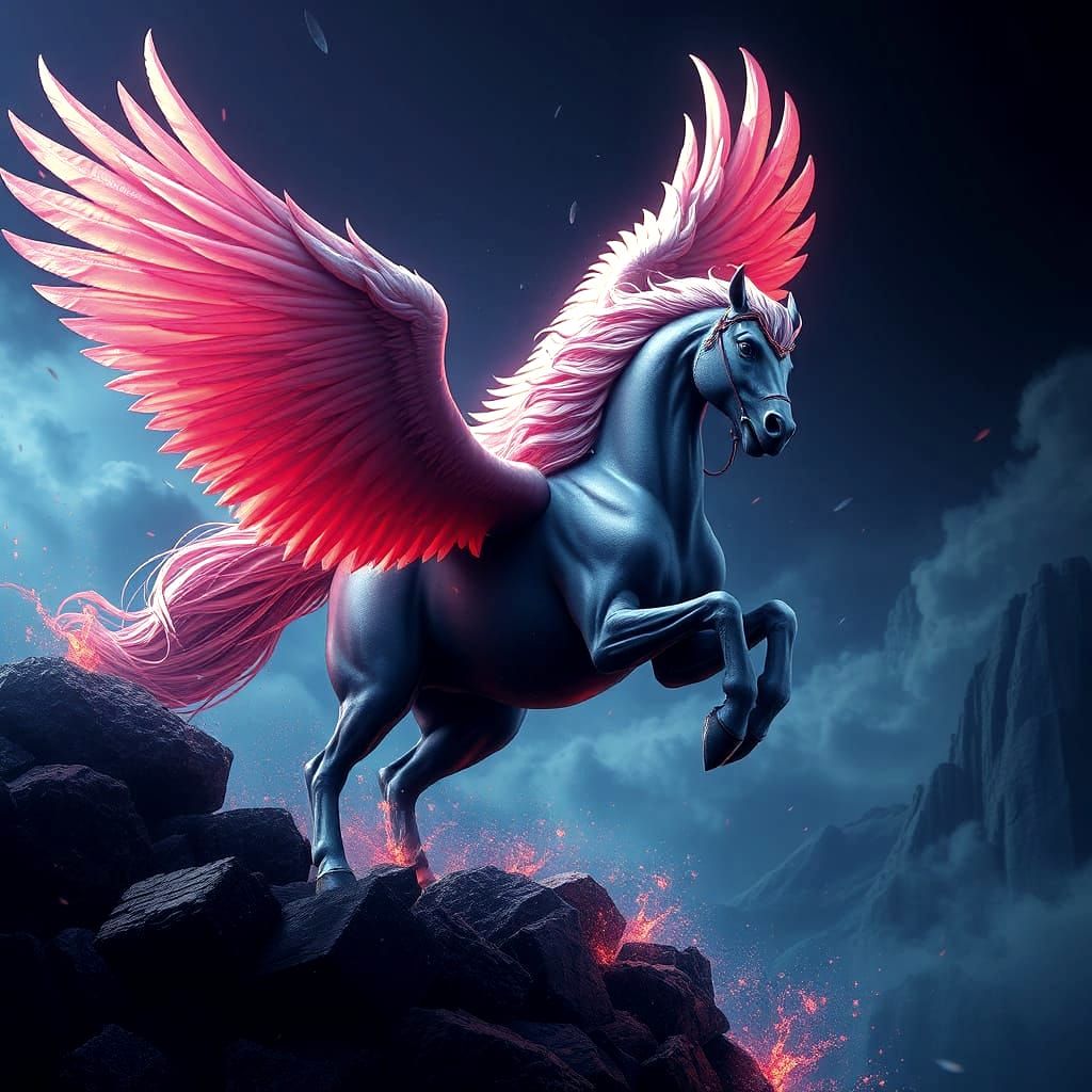 Mystic Pegasus in Detailed Matte Painting Style