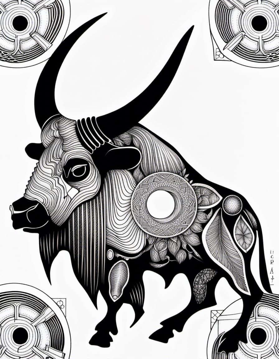 Buffalo Diagram: Technical Drawings and Fractal Patterns