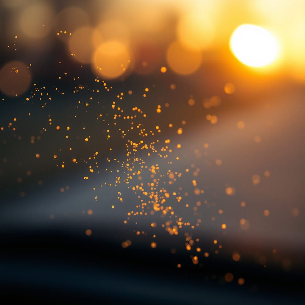 Golden Bokeh Dance on Windshield
