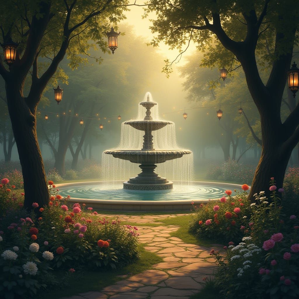 Whimsical Morning Oasis in Soft Light