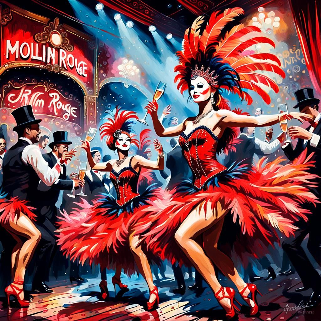Moulin Rouge Dancers in Graffiti Splash Art