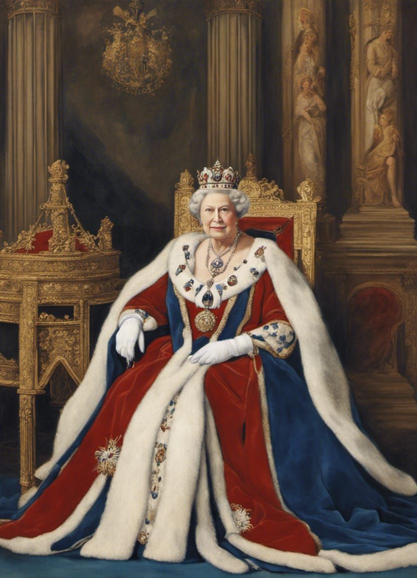 Queen Elizabeth II in Parliament with Throne