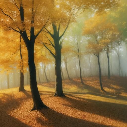 Autumn Trees in Impressionistic Oil Painting Style