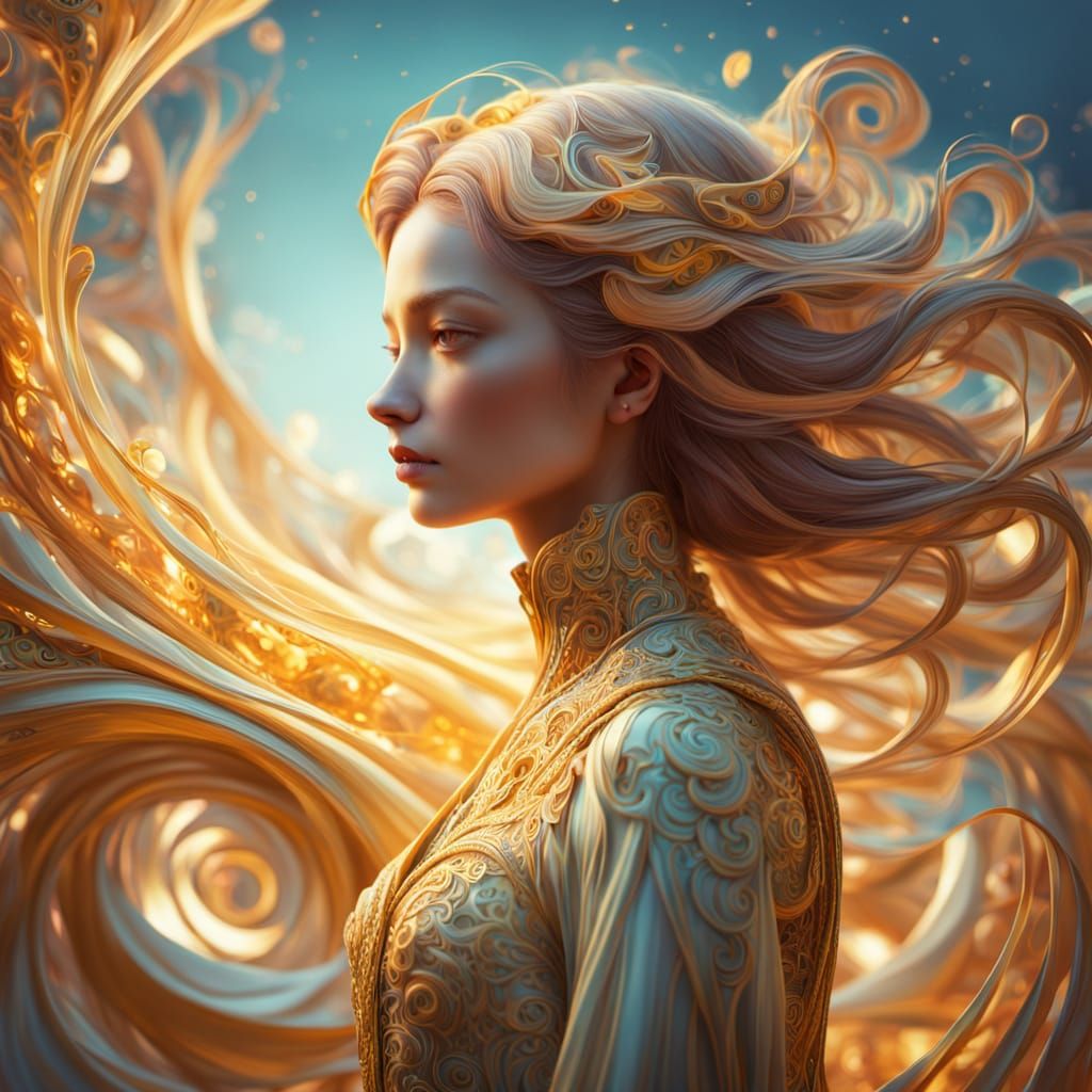 Vibrant Surrealism: Ethereal Woman in Dreamscape