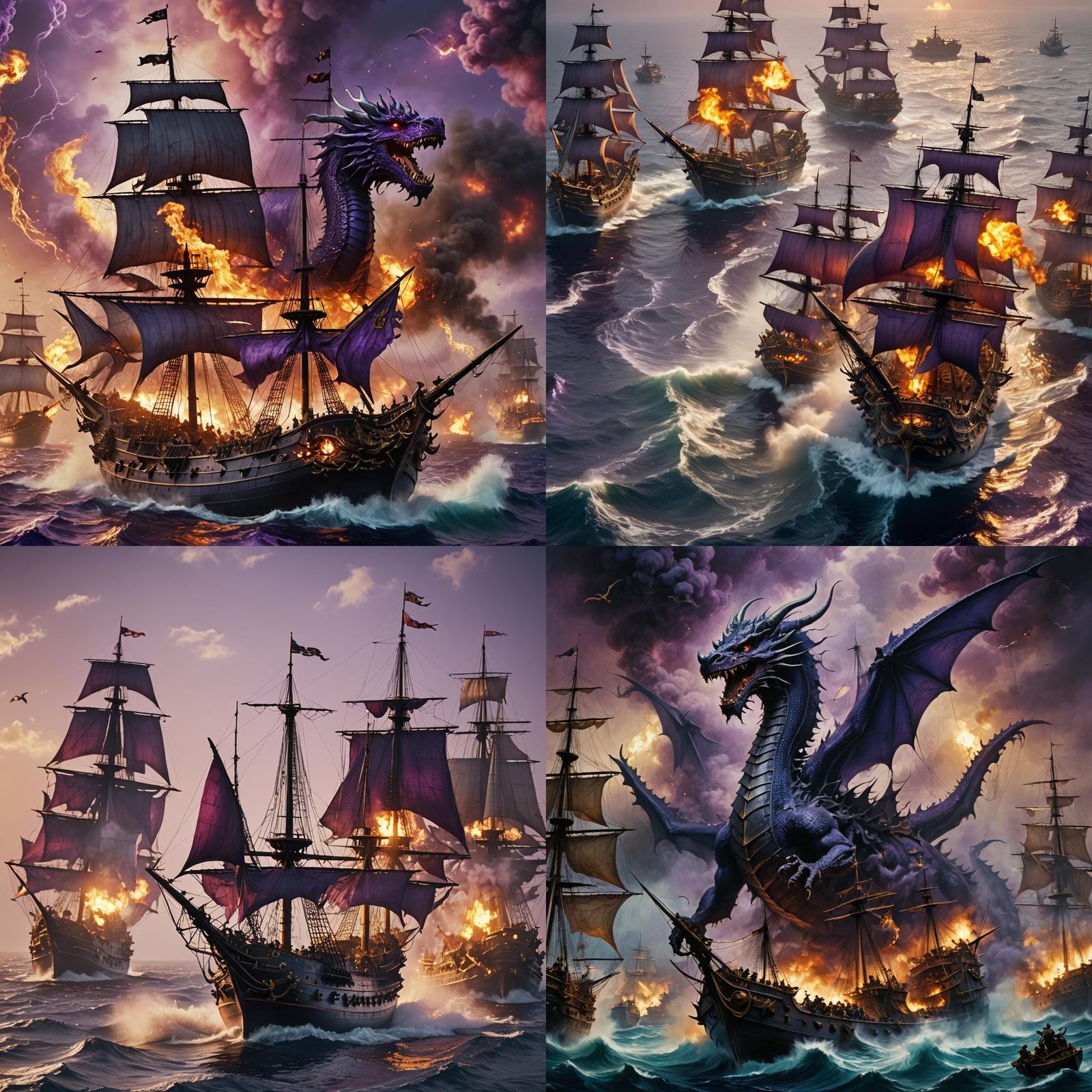 Epic Naval Battle Interrupted by Purple Dragon