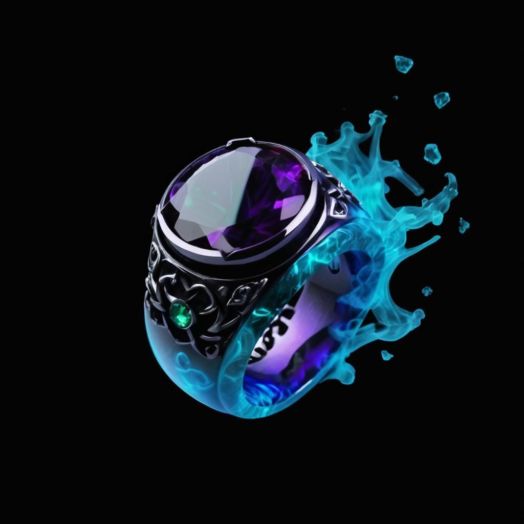 Emerald Ring with Celtic Runes and Green Smoke