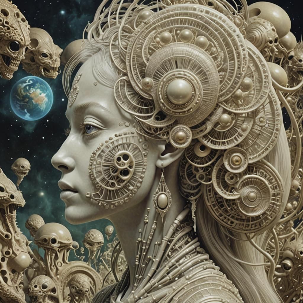 Surreal Alien Lifeforms in a Futuristic Landscape