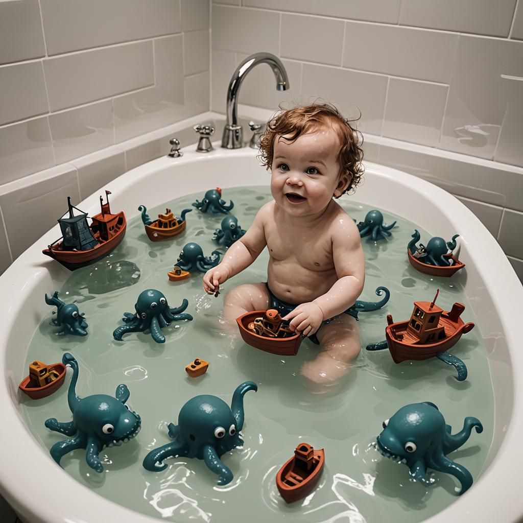 Kraken Toddler's Bathtime Boat Adventure