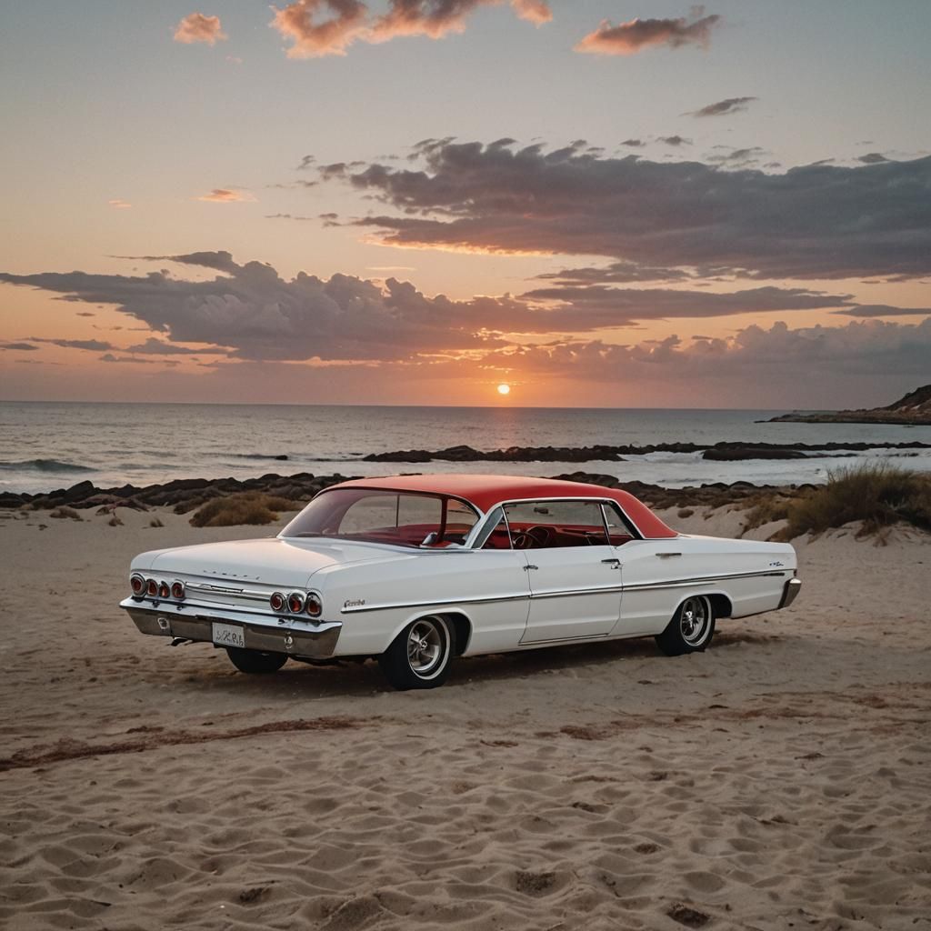 1963 Chevy Impala at Sunset: Cinematic Film Still