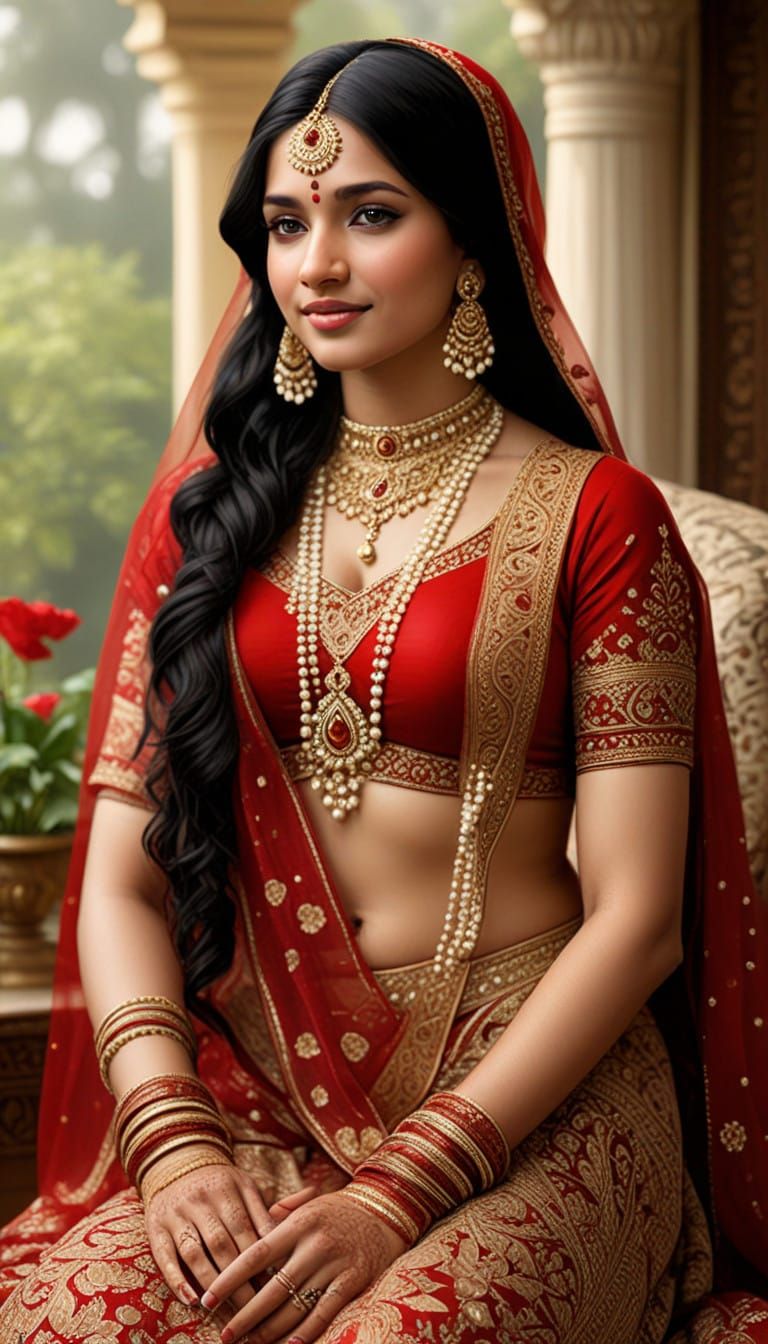 Indian Bride in Vibrant Red Lehenga