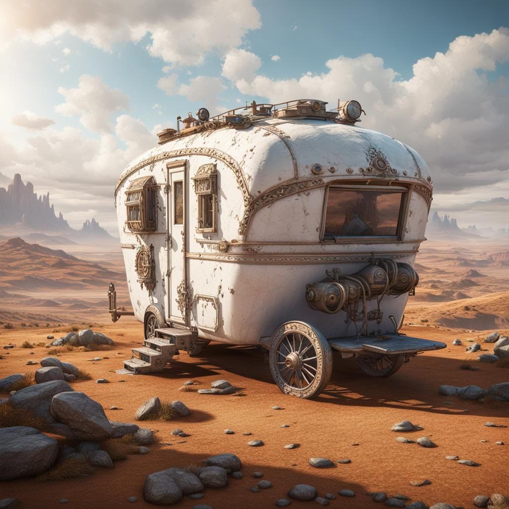 Wasteland Caravan: Detailed Matte Painting