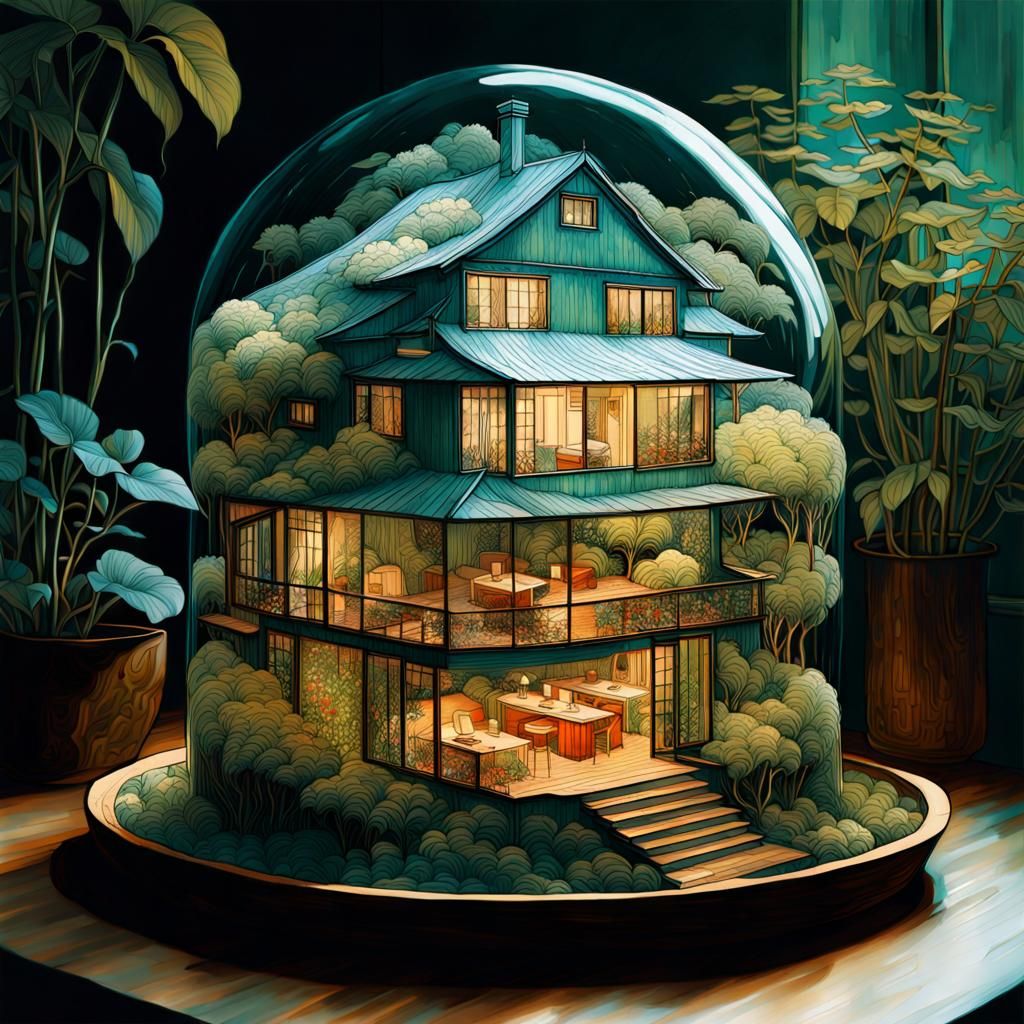 Cozy Home Optical Illusion Art