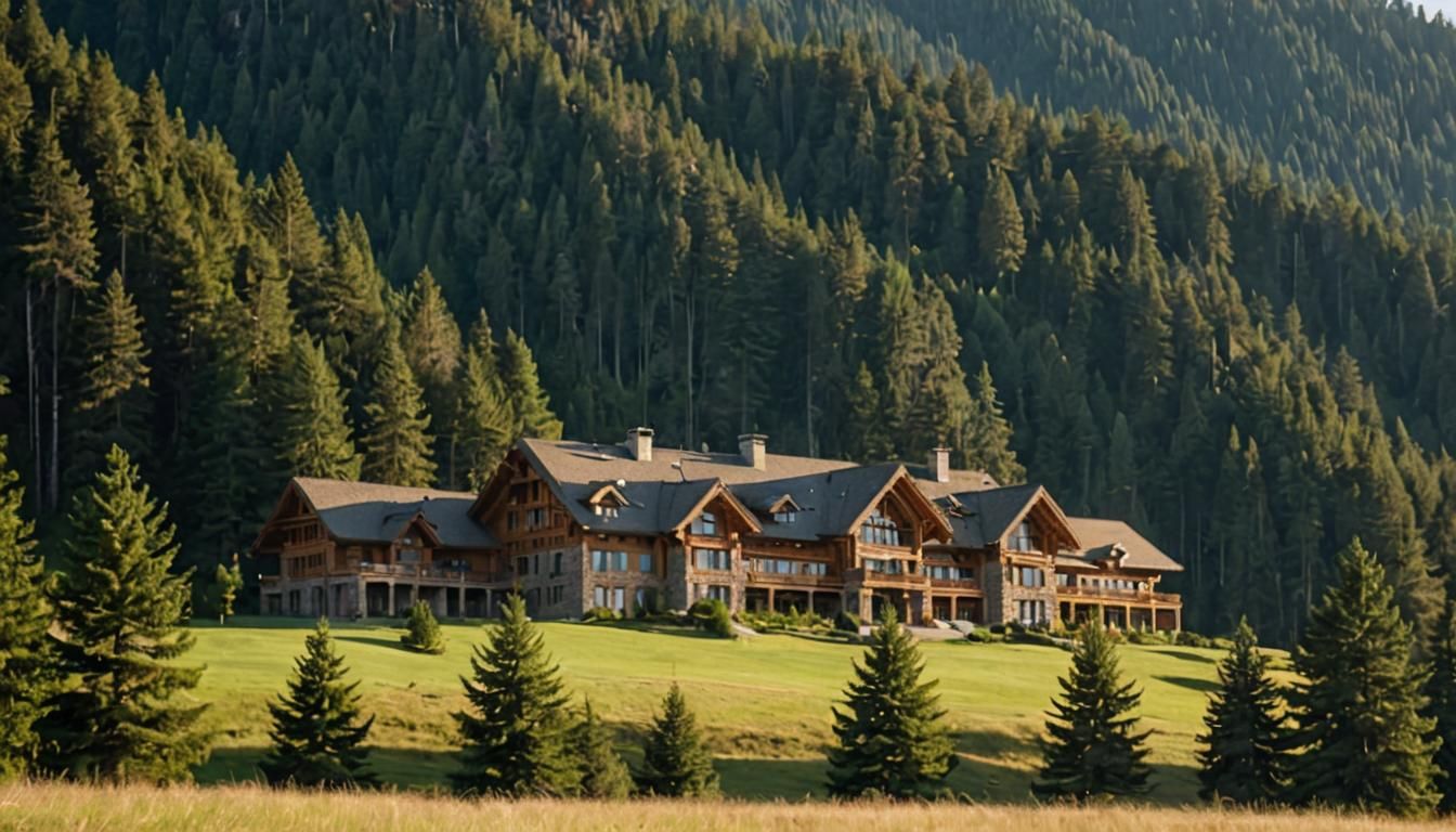 Grand Lodge on Hillside in Natural Light