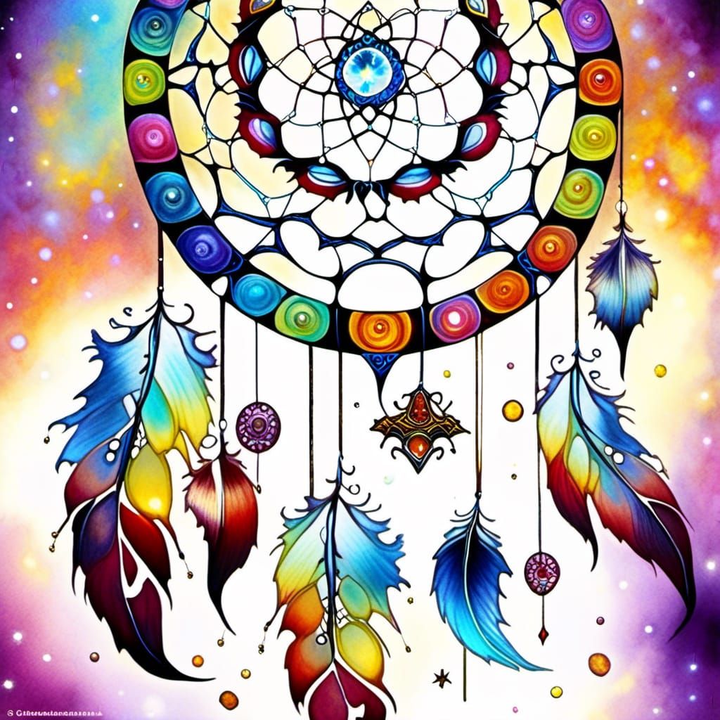 Ethereal Dreamcatcher in Alcohol Ink and Oil Paint