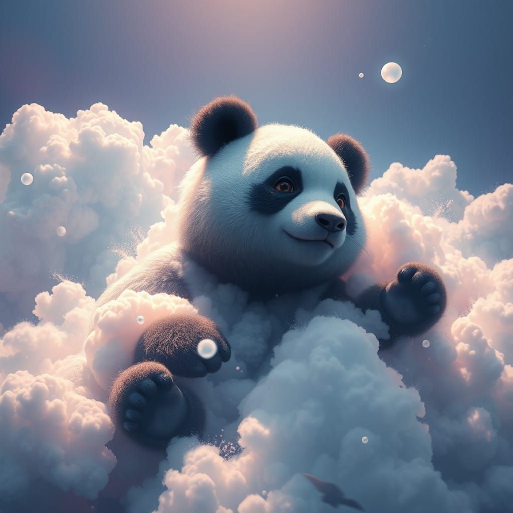 Fantastical Cloud Panda in Intricate Detail, Unreal Engine 5