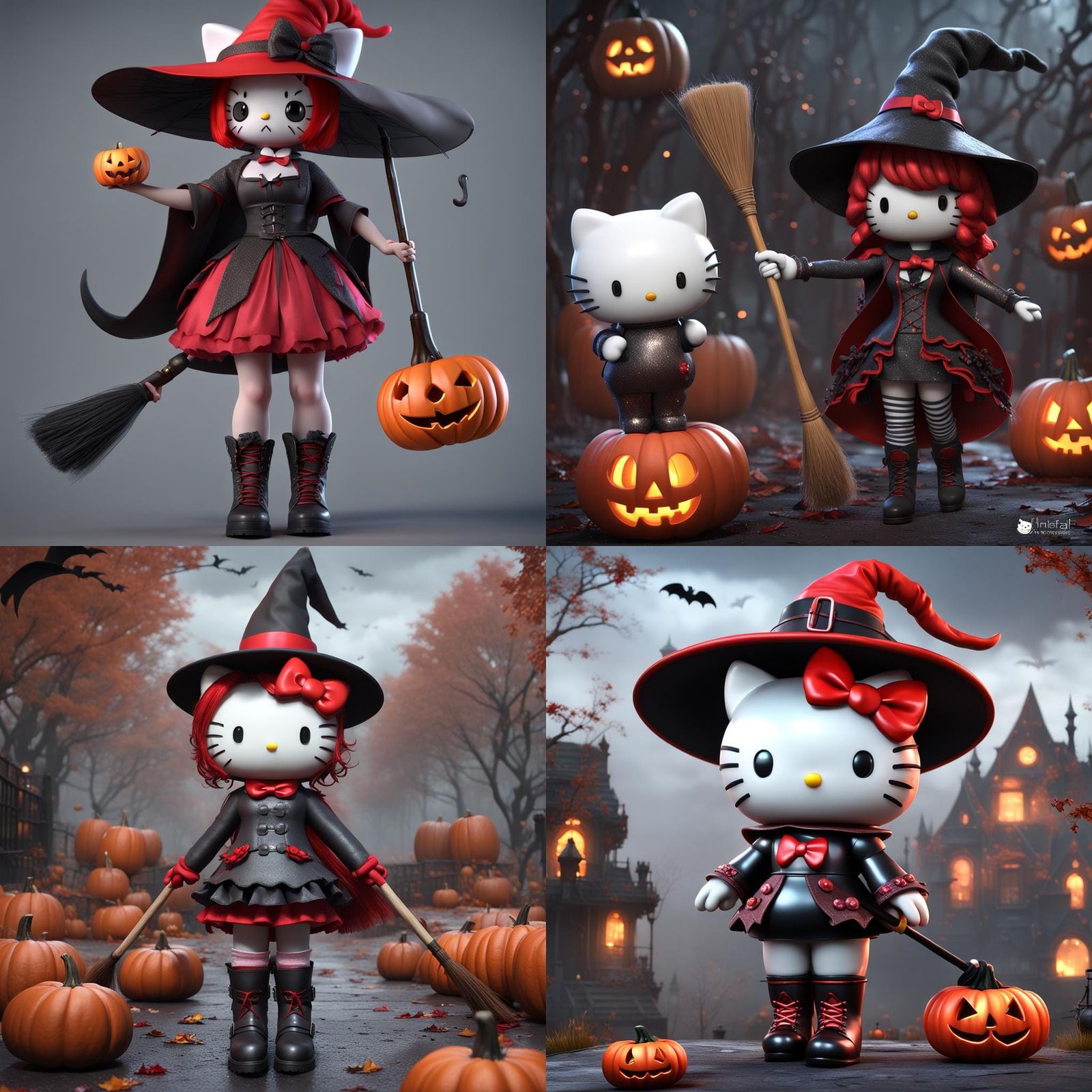 Hello Kitty Witch in 3D for Halloween