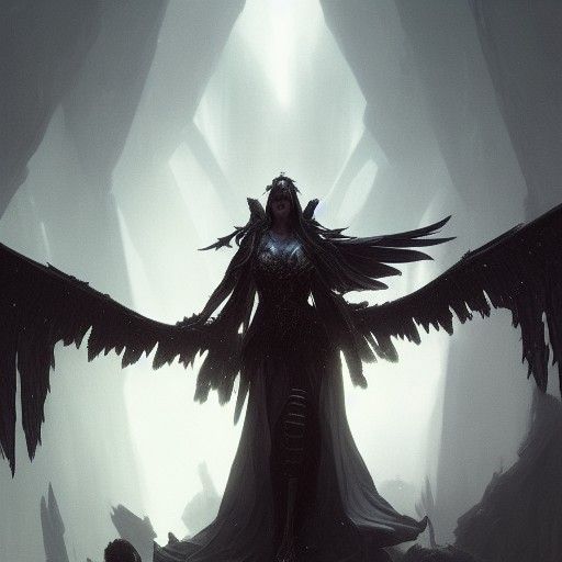 Paladin Worshipping the Raven Queen: Dark Fantasy Art