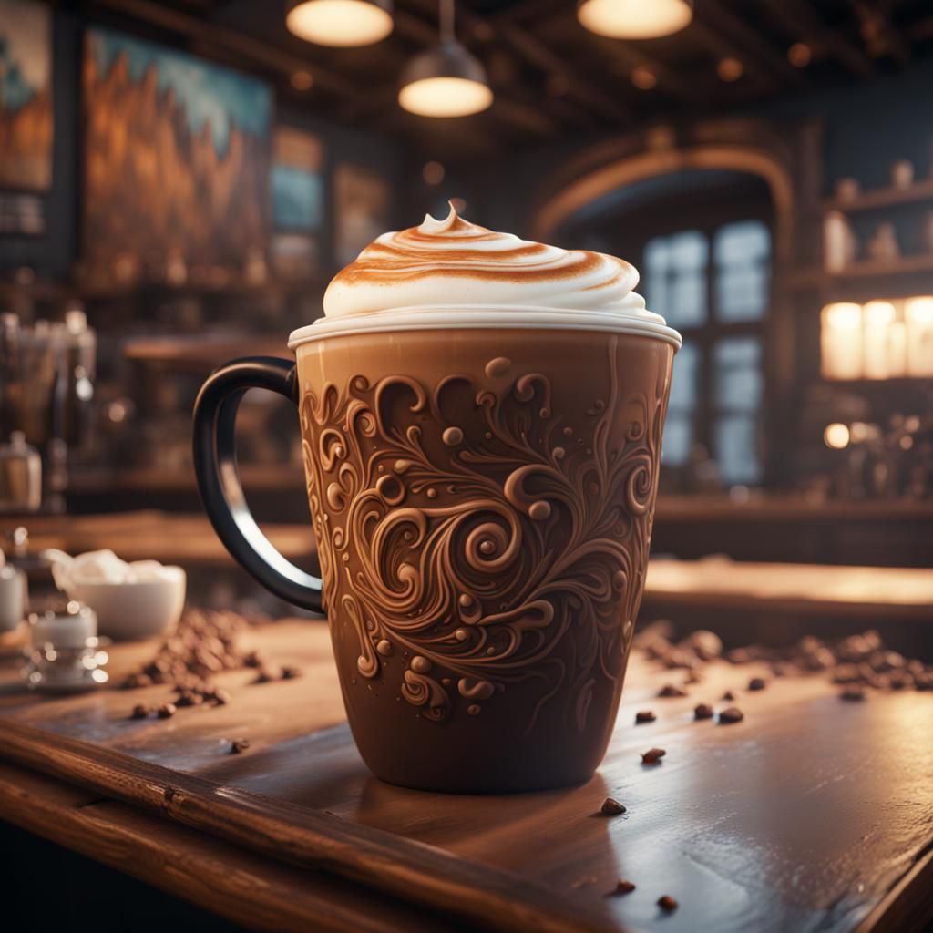 Latte Art in Coffee Shop: Digital Matte Painting