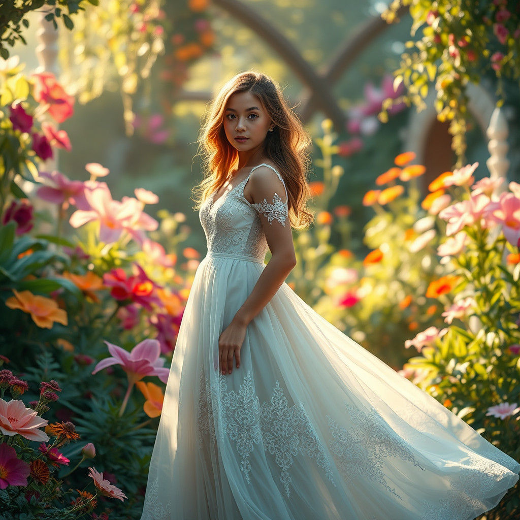 Woman in Ethereal Garden, Digital Art