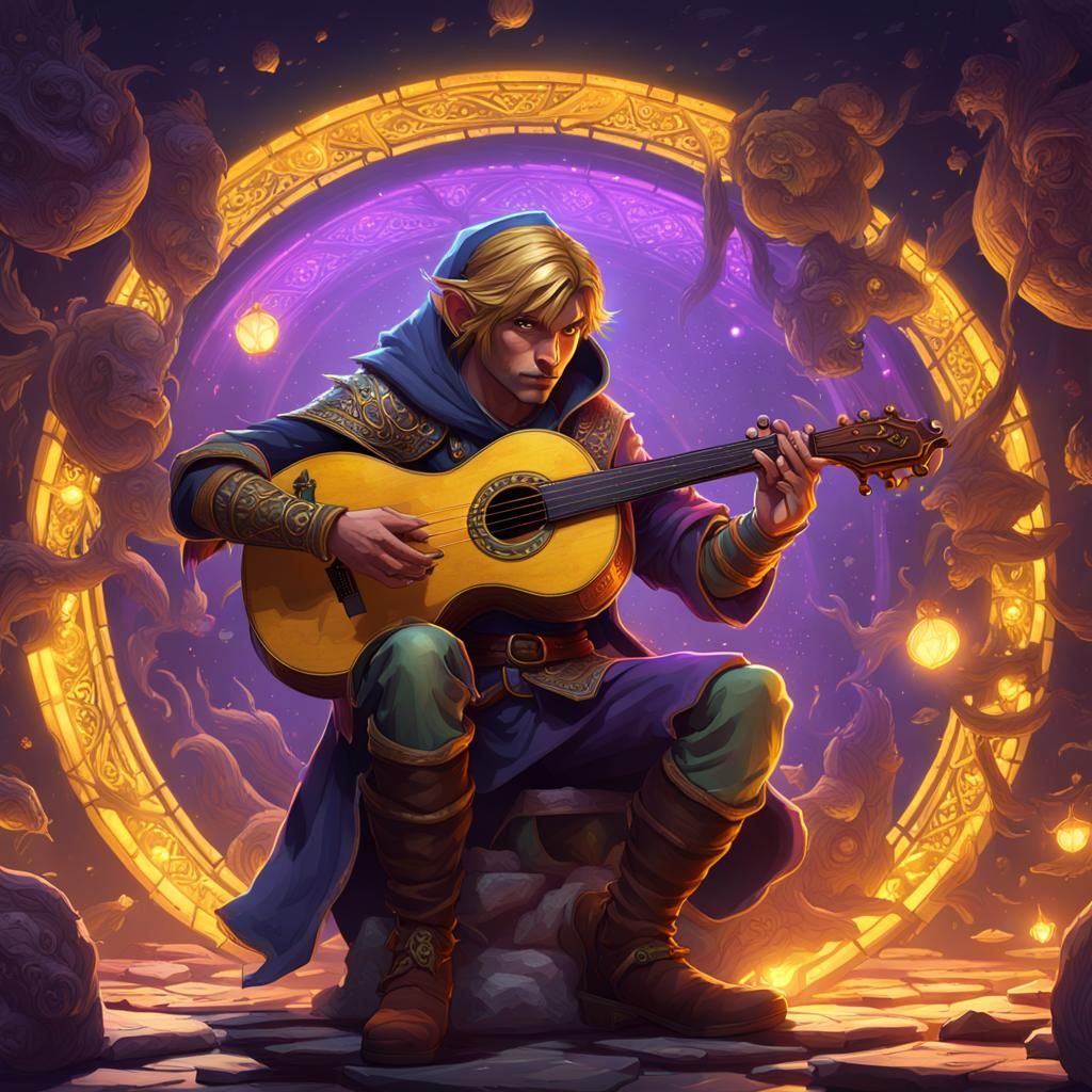 Magical Bard in Dark Fantasy Style