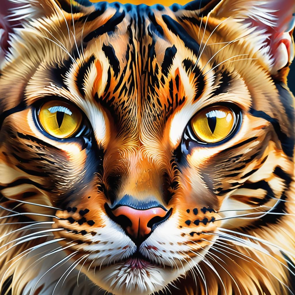 Vibrant Oil Painting of a Bengal Cat