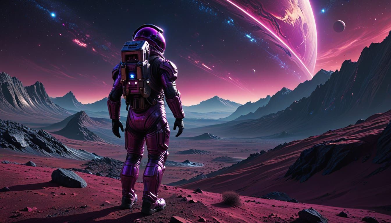 Astronaut Explores Alien Planet in Sci-Fi Digital Painting