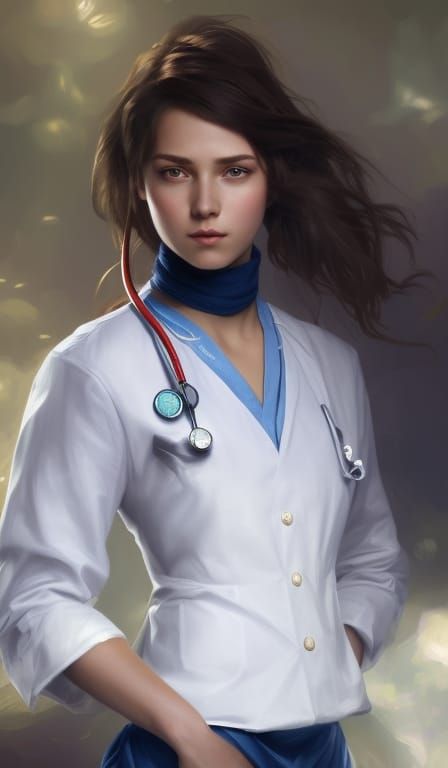 Nurse Portrait in Art Nouveau Style