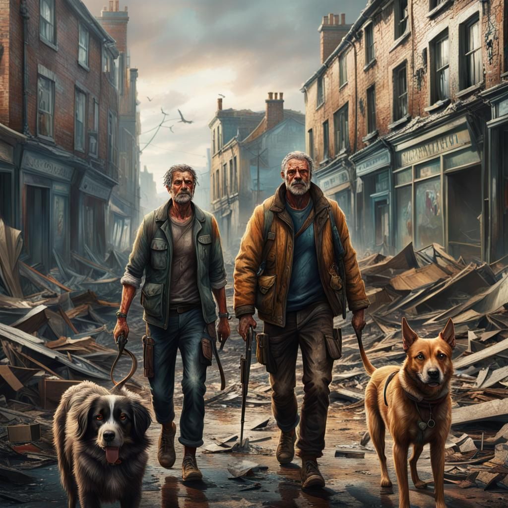 Apocalypse Survivors in Devastated Town: Cinematic Realism