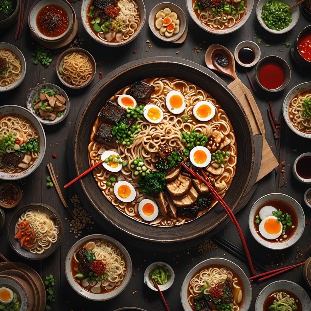 Delicious Ramen Bowl in Detailed Matte Painting Style
