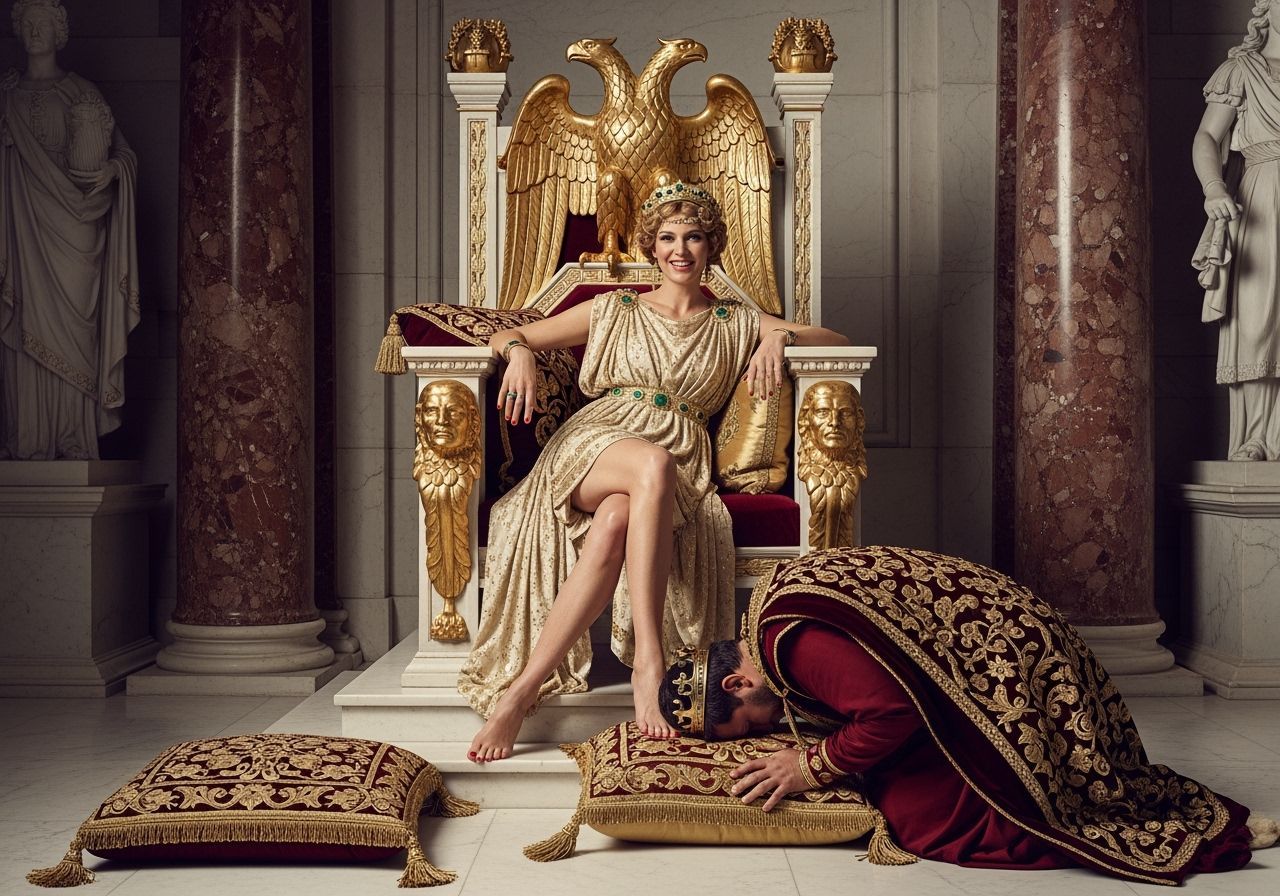 Empress Messalina Tramples King in Lavish Throne Room