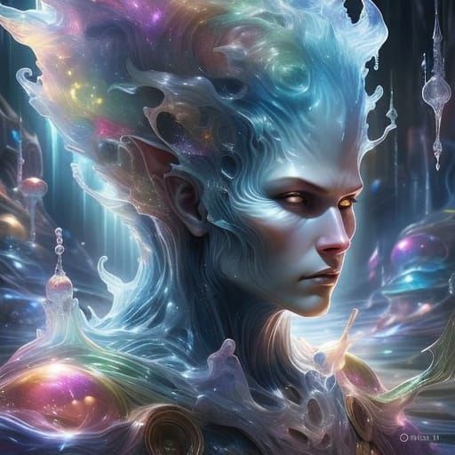 Aquamarine-Golden Water Elemental in Liquid World