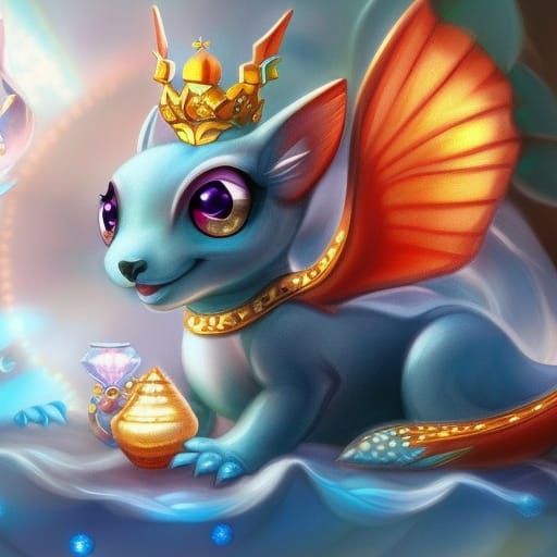 Cute Baby Dragon in Crystalline Fairytale Land