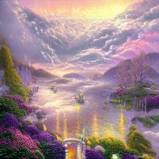 Ethereal Fantasy Scream in Kinkade Style