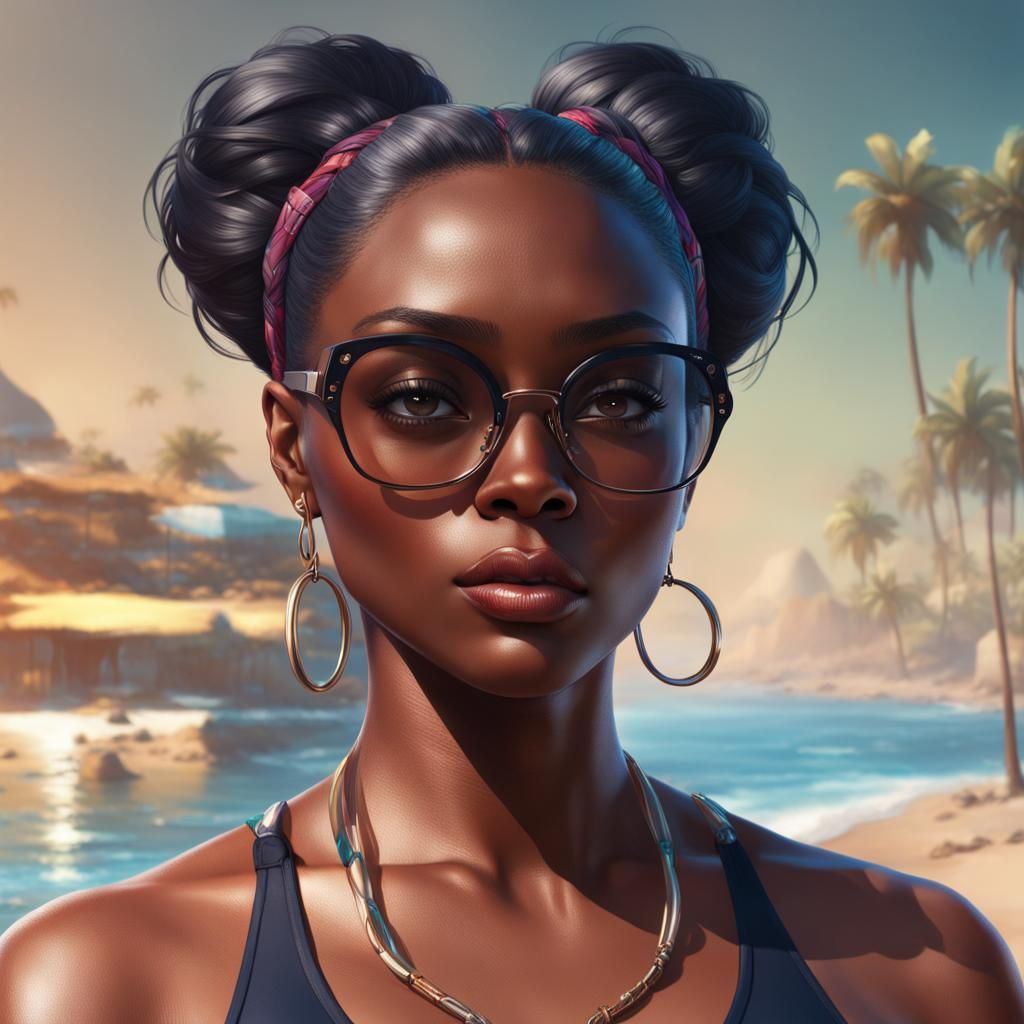 Black Girl in Swimsuit: Hyperdetailed Artstation Portrait