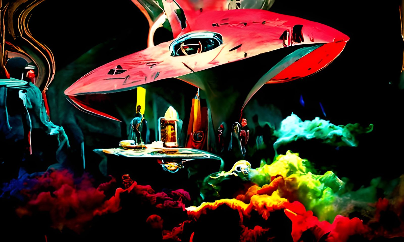 Psychedelic Star Trek Enterprise in Space as Surrealist Art