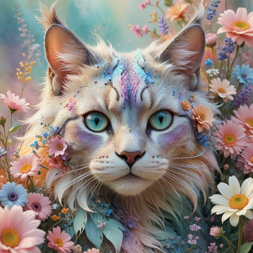 Ethereal Cat's Dream in Pastel Whimsy