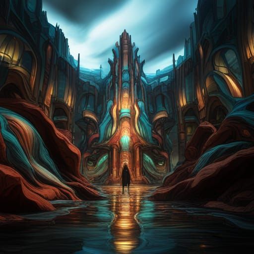 Glass Skin Abstract Figure in Detailed Matte Painting