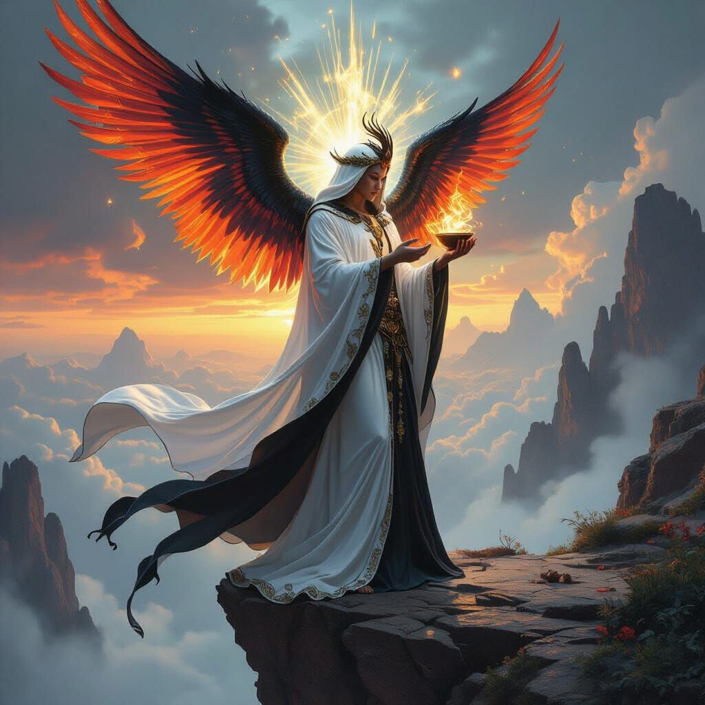 Celestial Being Crafts Chocolate Phoenix in Visionary Art