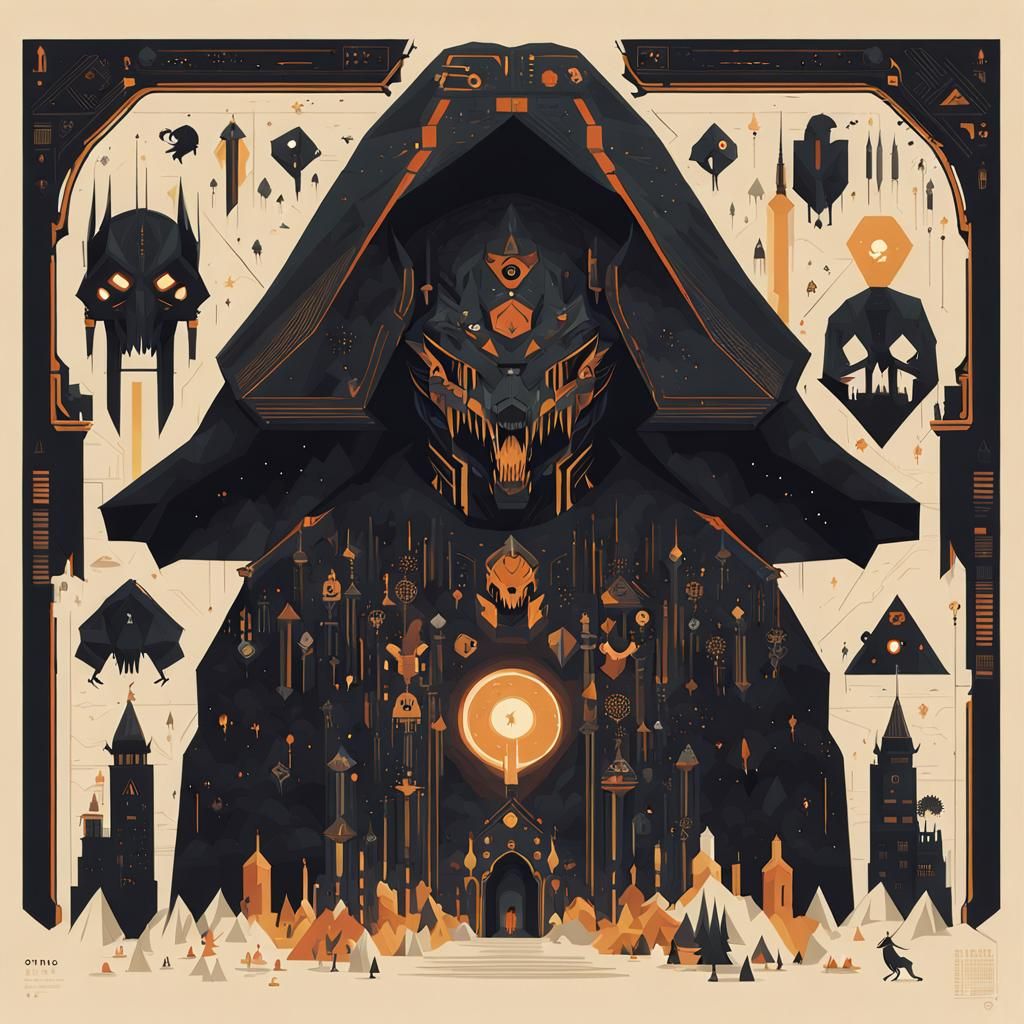 Grimdark Scene with Dramatic Lighting