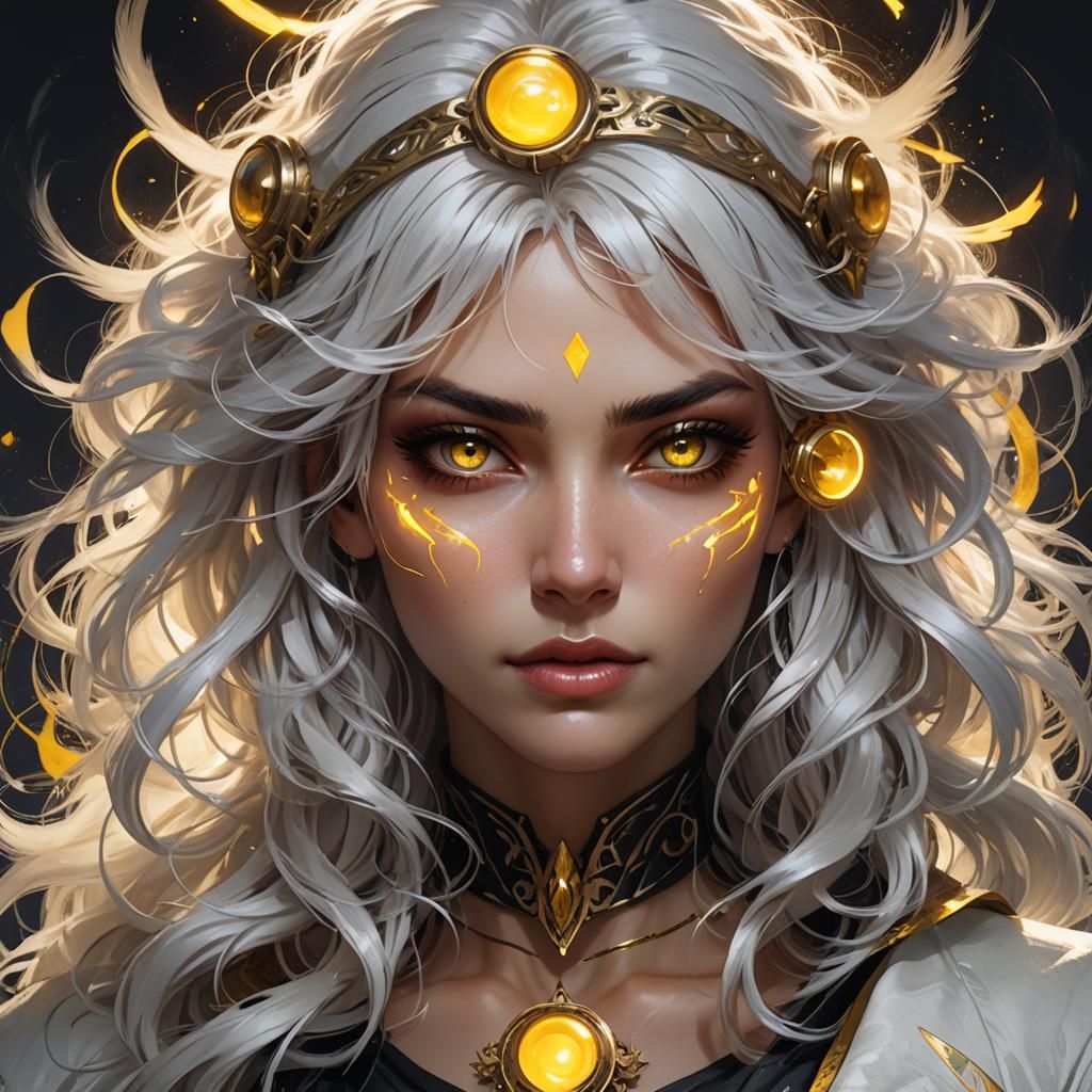 Girl with Magic Orbs and Thunder Eyes