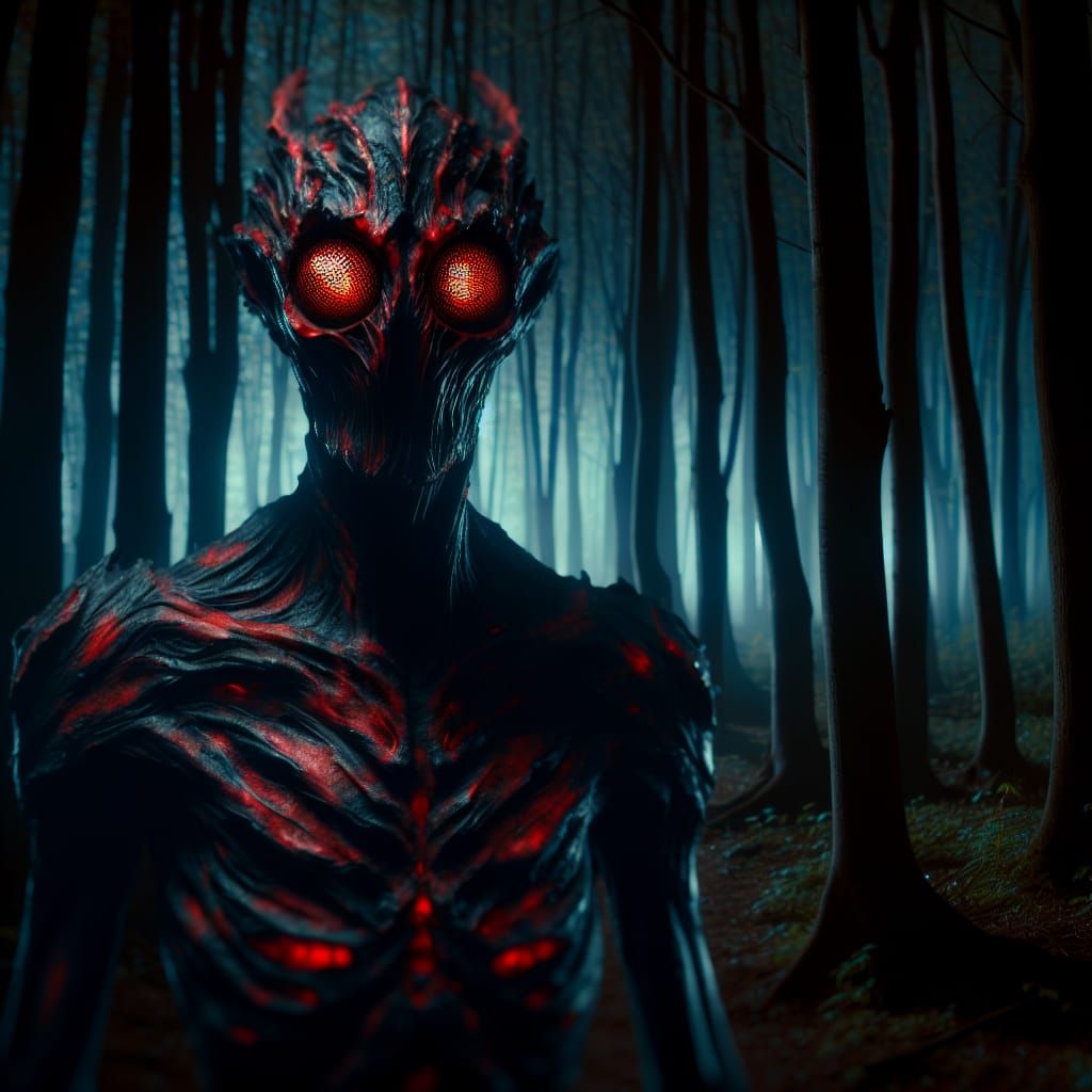 Mysterious Lovecraftian Demon in Creepy Forest