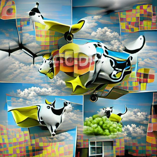 Flying Cow: Full Size Pop Art Stock Photo