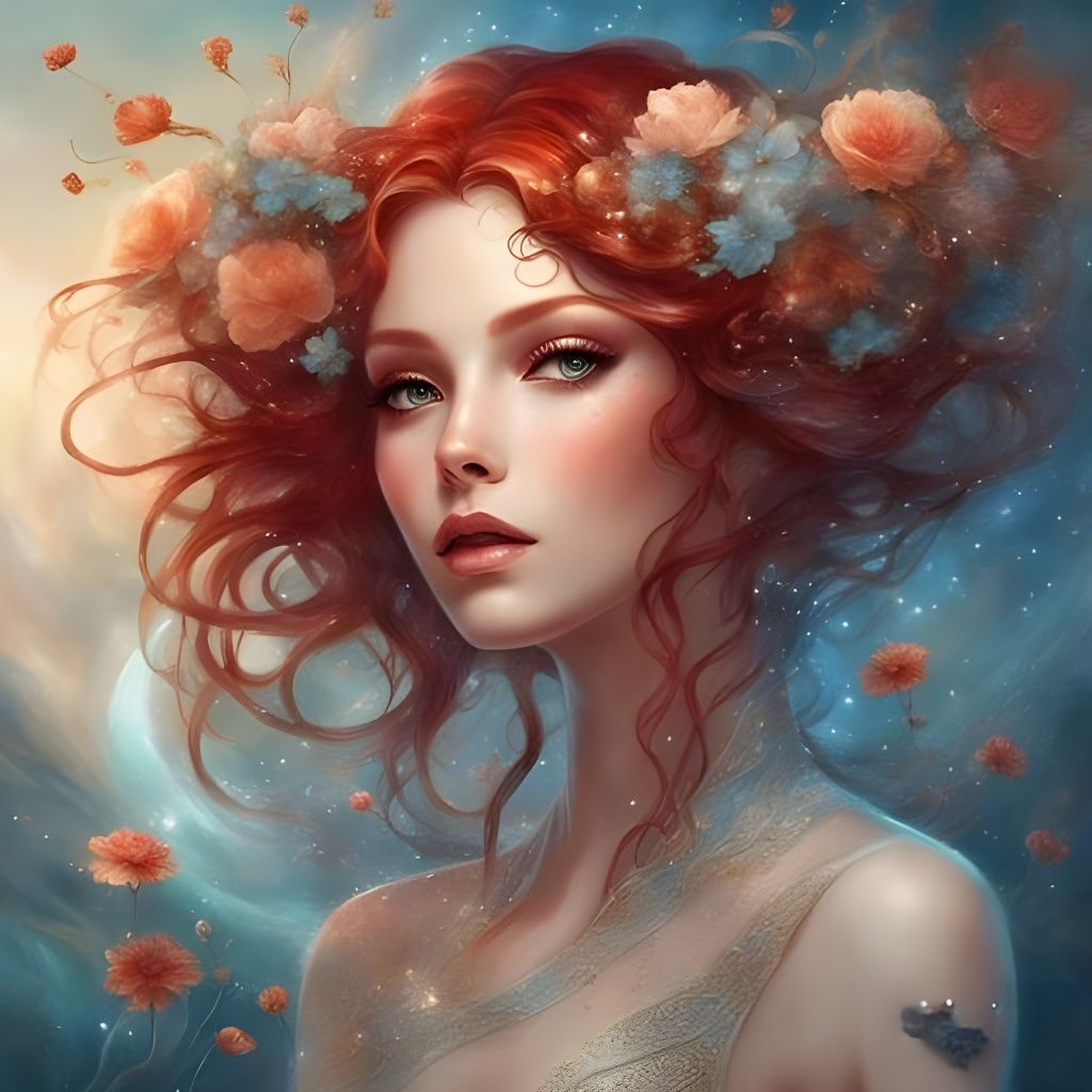 Porcelain Alien Girl with Floral Head