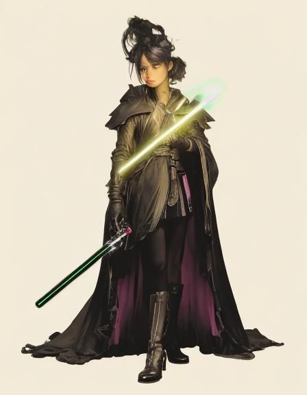 Dystopian Sith Lord in a Misty Jungle