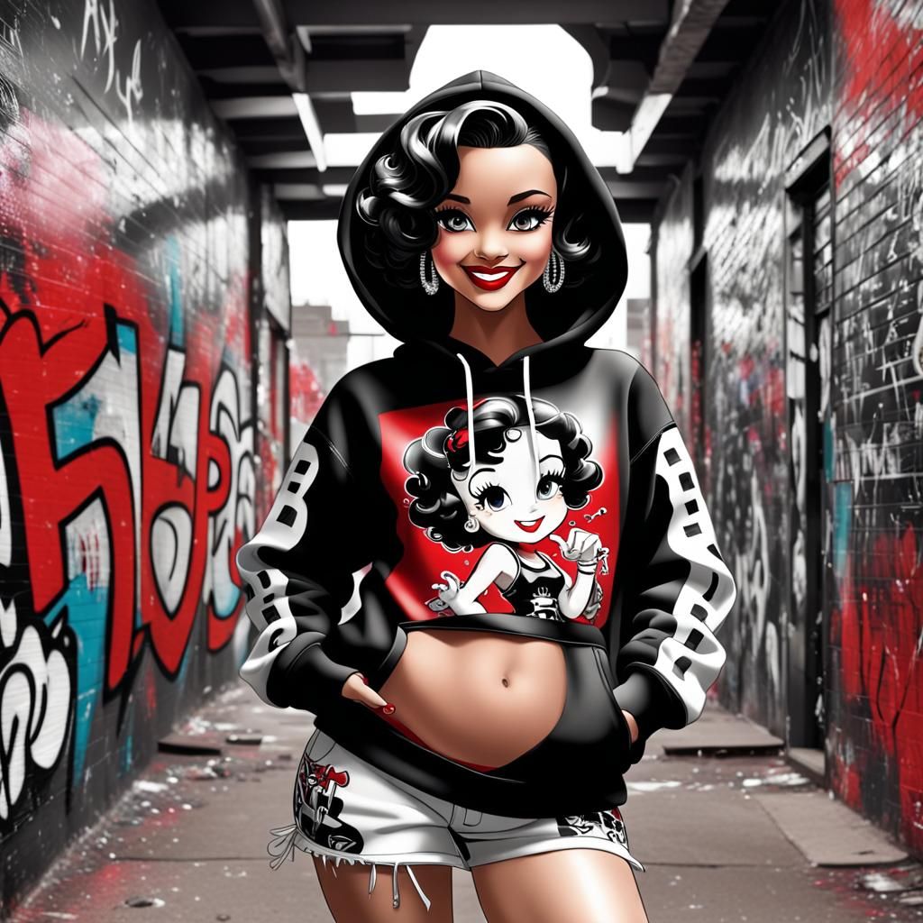 Betty Boop in Hip Hop Style with Red Lipstick