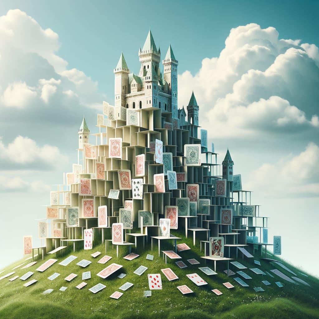 Playing Card Castle on a Hill