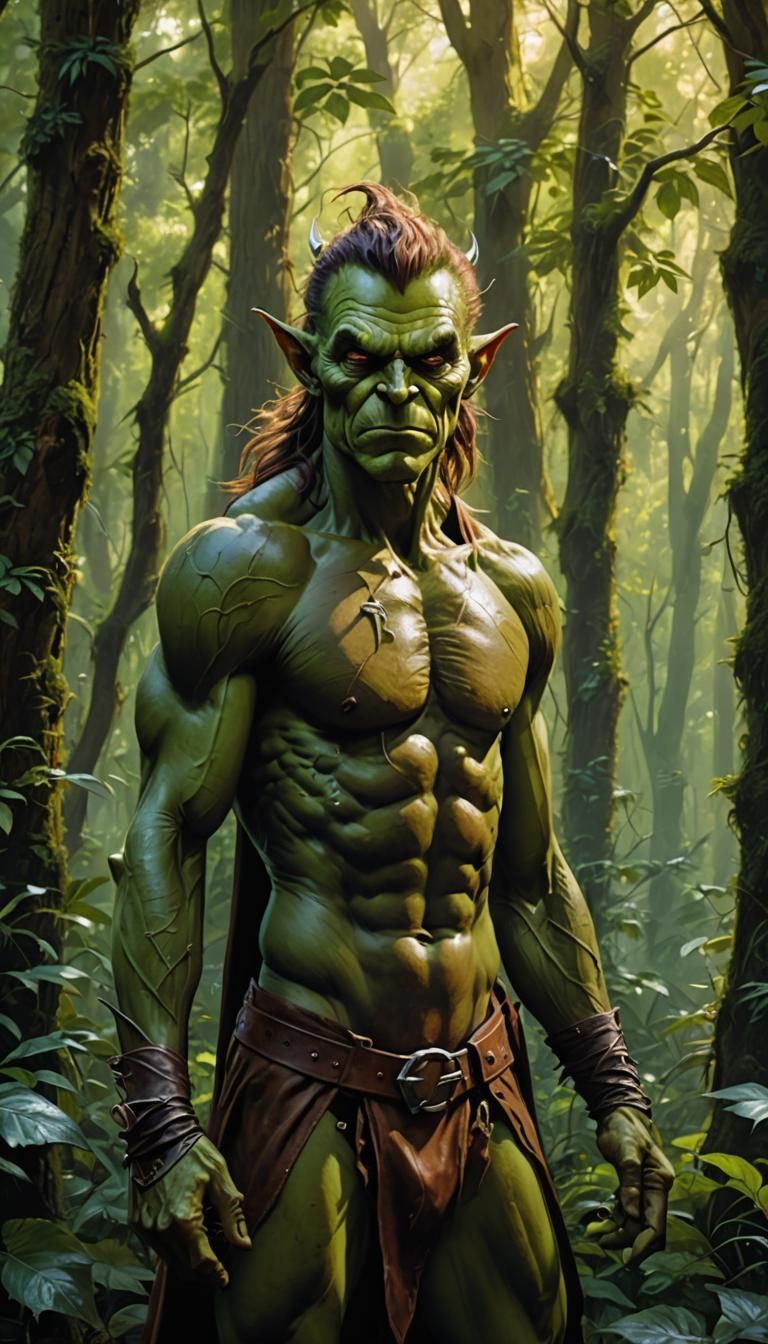 Green Goblin Portrait in Frazetta Style