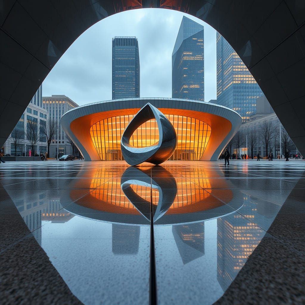 Visionary Architect in Futuristic Urban Oasis