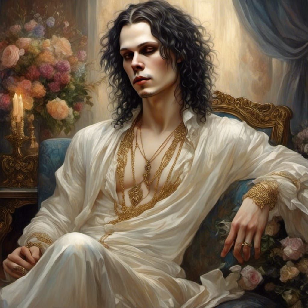 Ville Valo in Wedding Dress, Kinkade Style